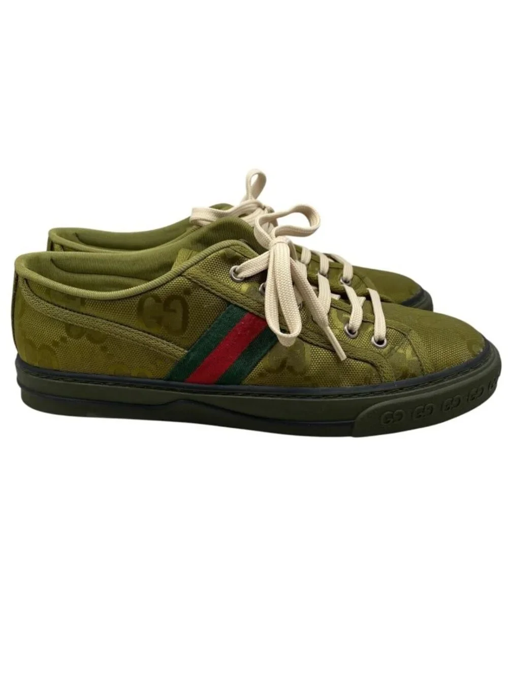 Gucci Sneakers Low Cut GG Canvas Logo Khaki Red Green